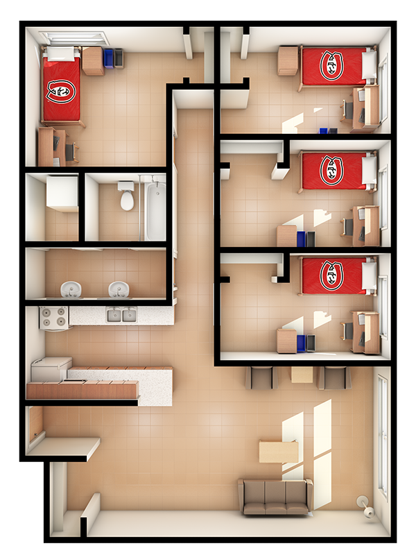 3D top view of Stateview apartment
